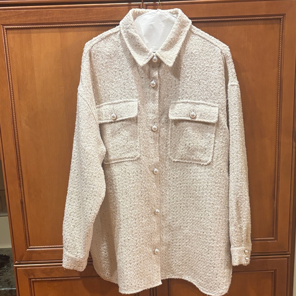 Versona Textured Cream Button Down Shirt